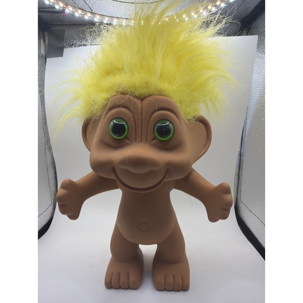 Vintage Troll 1992 Toys N Things Large 8" + Yellow Hair Green Eyes